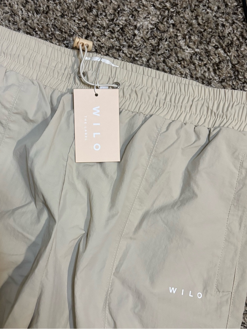 WILO Women's Beige Elastic-Waist Track Pants